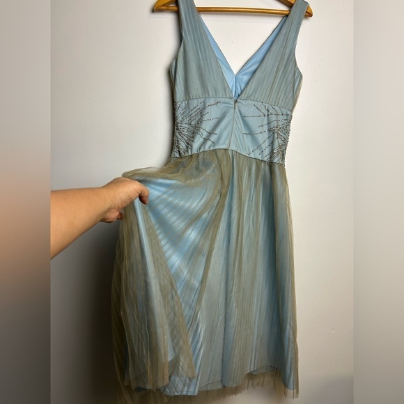 VTG Y2K JS Boutique Beaded Dres Size 8 Lace fairy Teal Babydoll Hoco Romantic - Picture 4 of 16